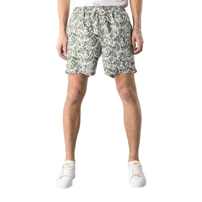 Stone Print - Side - Pretty Green Mens Paisley Regular Swim Shorts