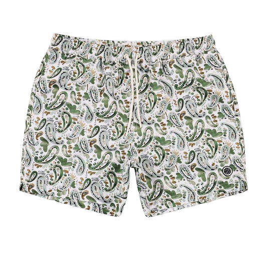 Stone Print - Front - Pretty Green Mens Paisley Regular Swim Shorts