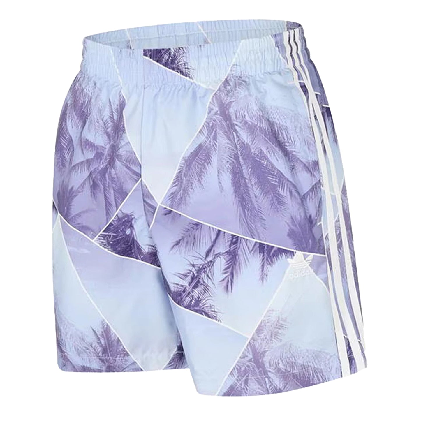 Purple - Side - Adidas Mens Originals Palm Print Swim Shorts