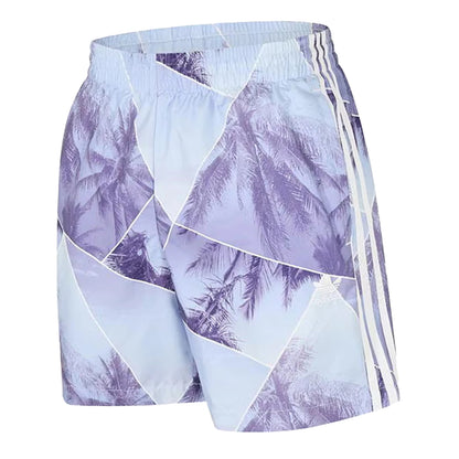 Purple - Side - Adidas Mens Originals Palm Print Swim Shorts