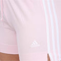 Pink-White - Side - Adidas Womens-Ladies Essentials Contrast Striped Slim Shorts