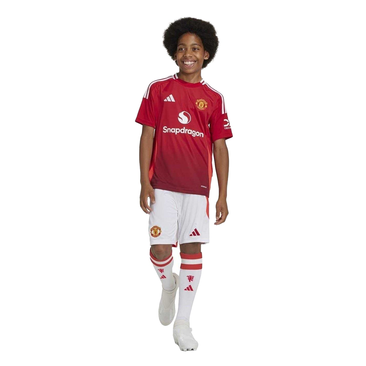 White - Side - Adidas Childrens-Kids Home Manchester United FC Football Shorts