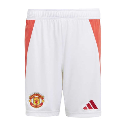 White - Front - Adidas Childrens-Kids Home Manchester United FC Football Shorts