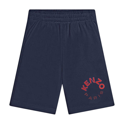 Navy - Front - Kenzo Childrens-Kids Logo Sweat Shorts