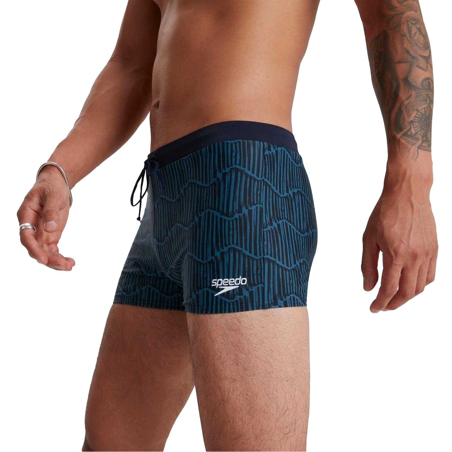 Navy-Green Blend - Side - Speedo Mens Valmilton Swim Shorts