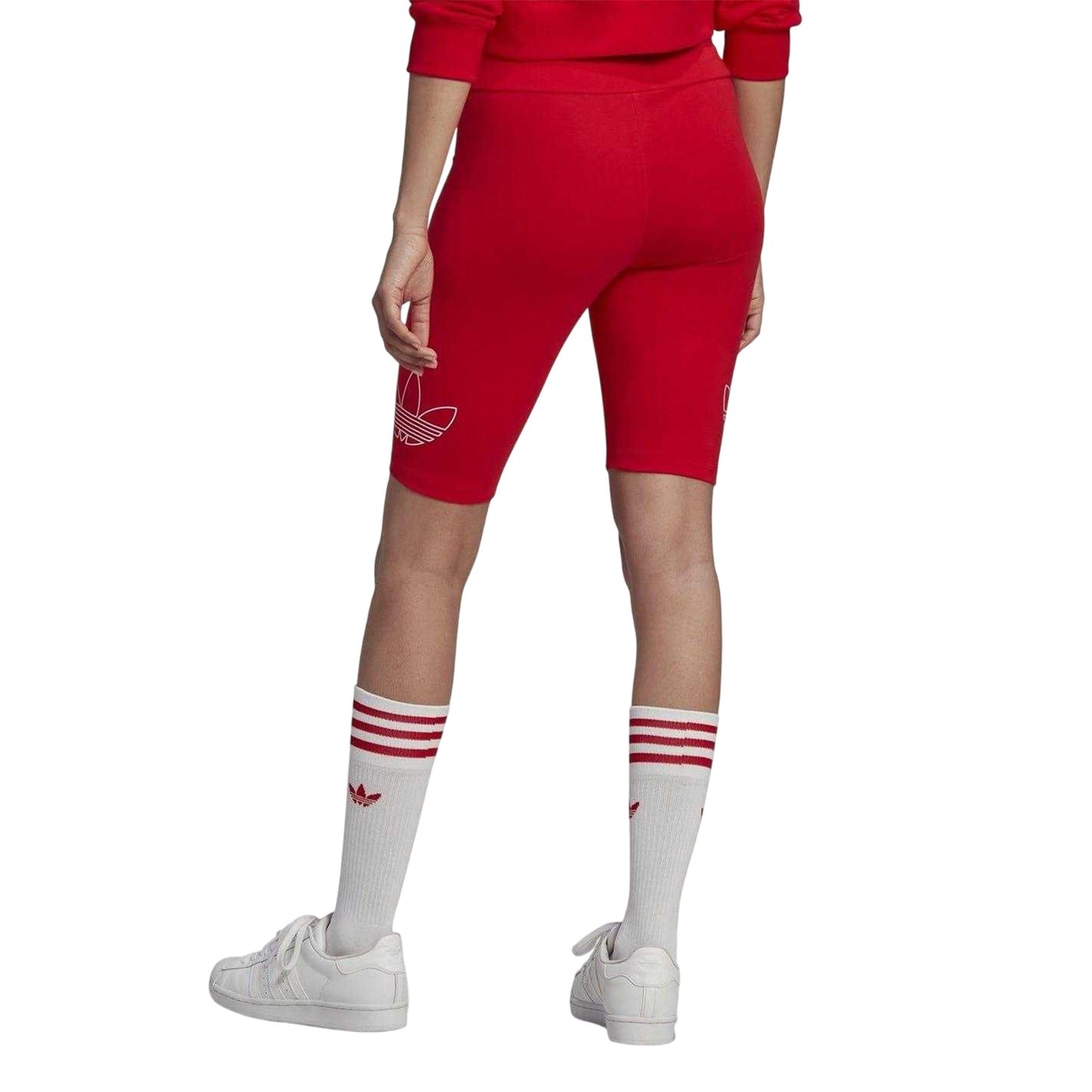 Vivid Red - Back - Adidas Womens-Ladies Originals Trefoil Slim Cycling Shorts