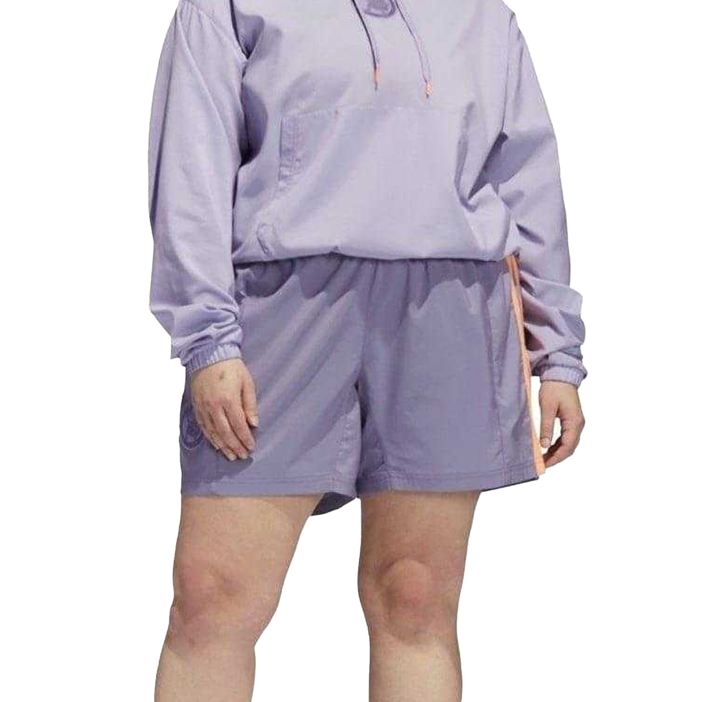 Purple - Side - Adidas Womens-Ladies Plus Basketball Shorts