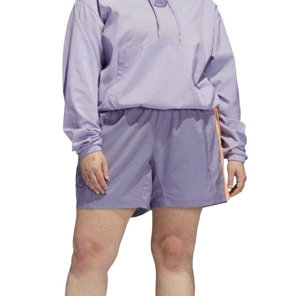 Purple - Side - Adidas Womens-Ladies Plus Basketball Shorts