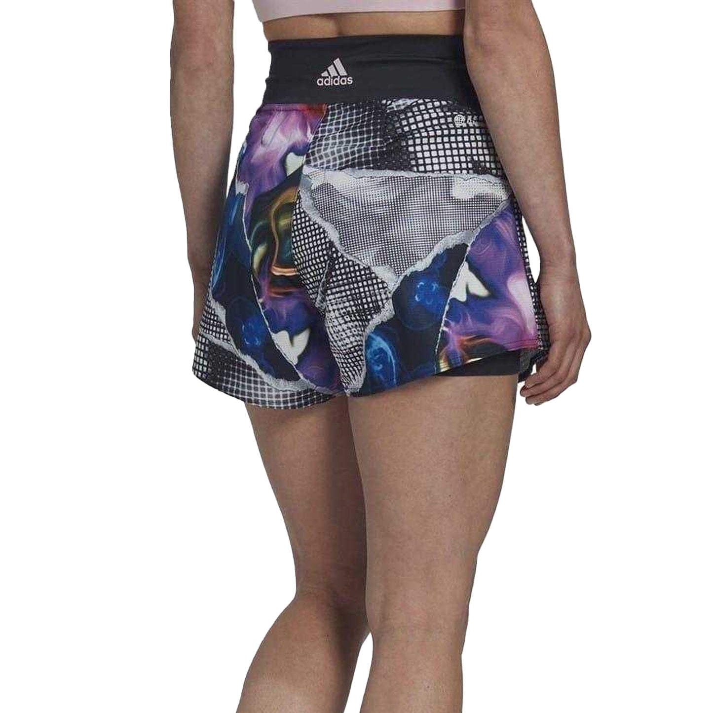 Black Print - Back - Adidas Womens-Ladies All-Over Print Running Shorts