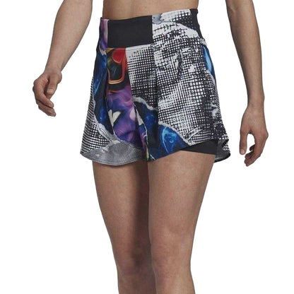 Black Print - Side - Adidas Womens-Ladies All-Over Print Running Shorts