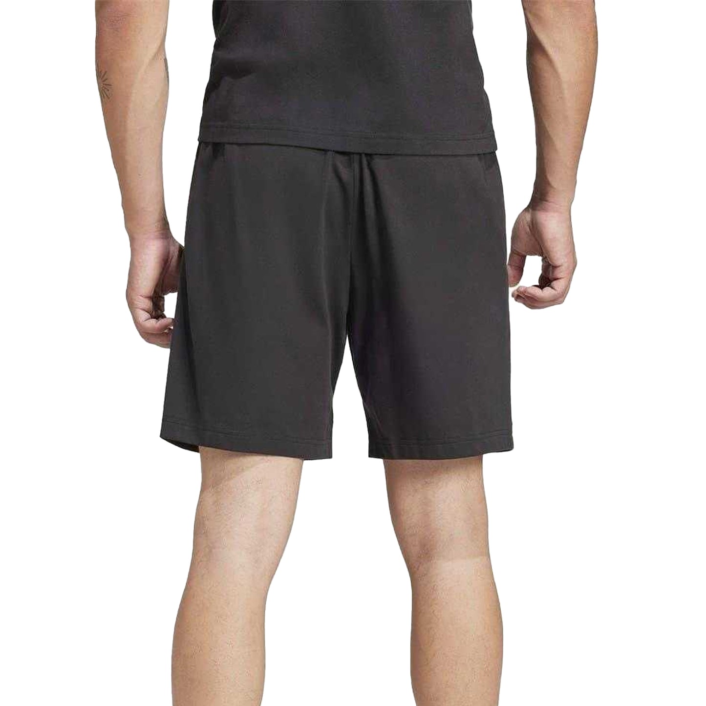Black-White - Back - Adidas Mens Essentials Linear Single Jersey Shorts