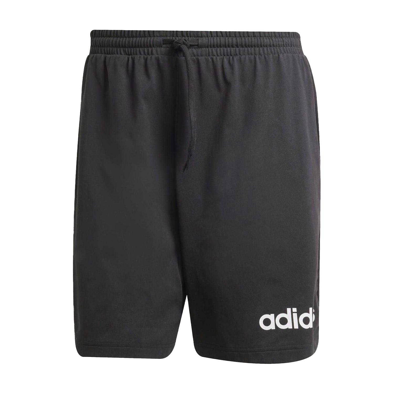 Black-White - Front - Adidas Mens Essentials Linear Single Jersey Shorts