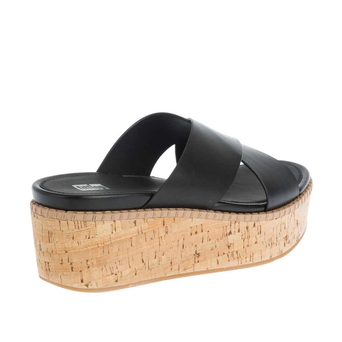 Black - Back - FitFlop Womens-Ladies Eloise Leather Cross Strap Wedge Sliders
