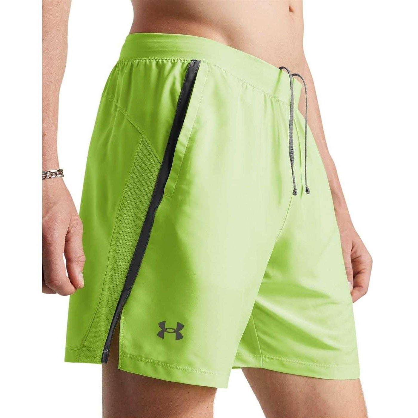 Green - Side - Under Armour Mens Launch 2 in 1 Running Shorts