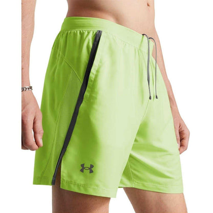 Green - Side - Under Armour Mens Launch 2 in 1 Running Shorts