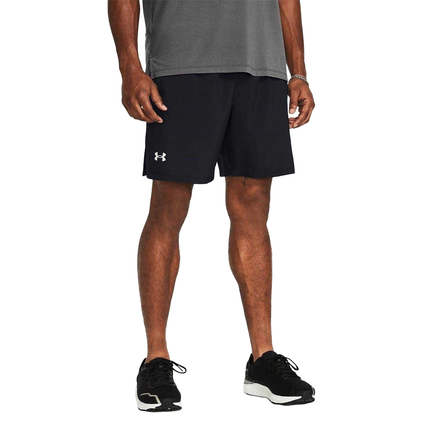 Black - Side - Under Armour Mens Launch 2 in 1 Running Shorts