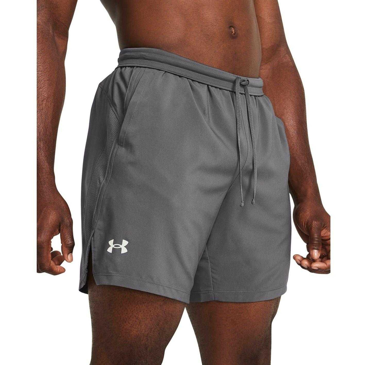 Pitch Grey - Side - Under Armour Mens Launch 2 in 1 Running Shorts