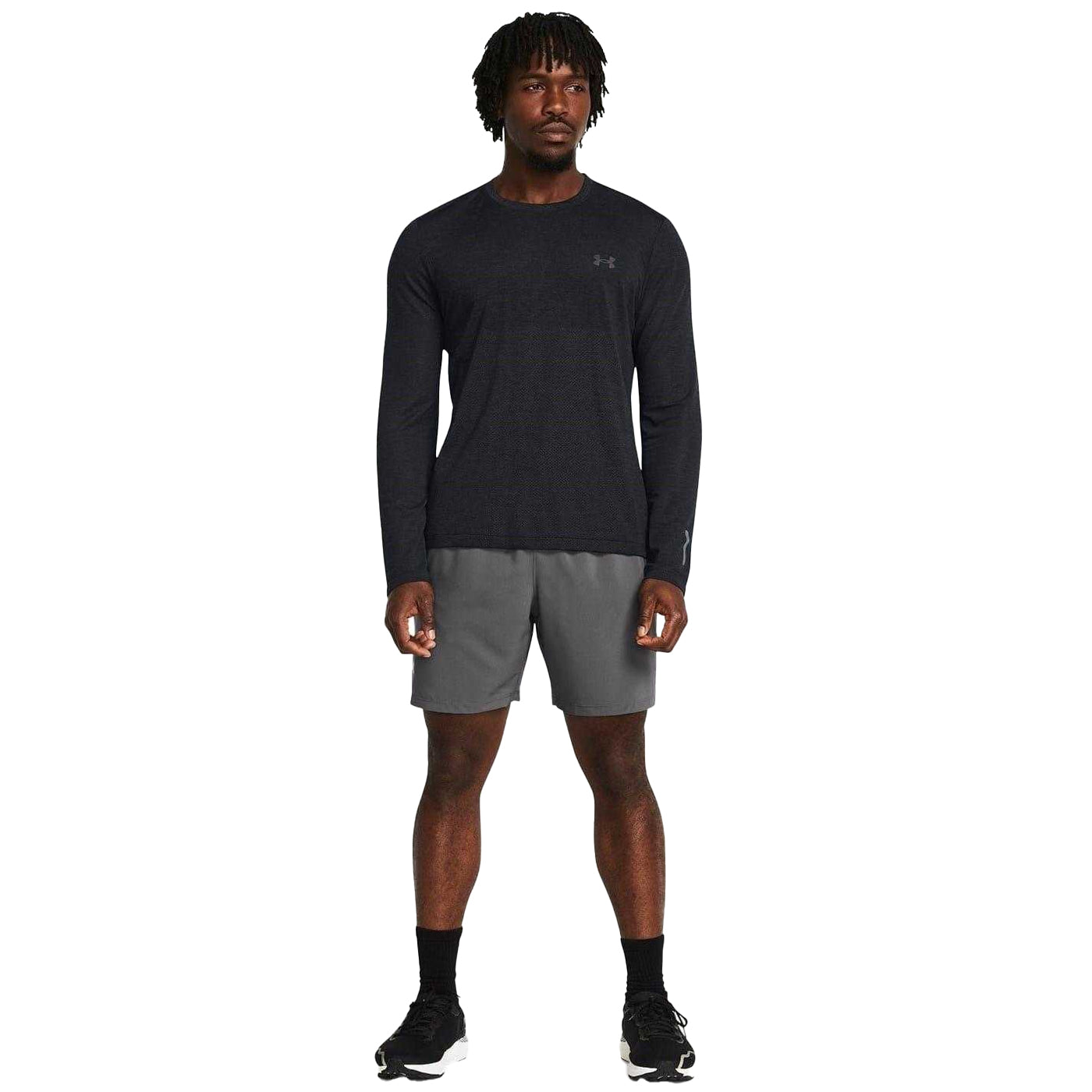 Pitch Grey - Pack Shot - Under Armour Mens Launch 2 in 1 Running Shorts