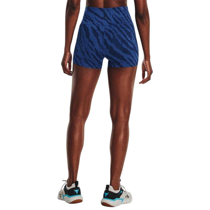 Blue Mirage - Back - Under Armour Womens-Ladies Project Rock High Rise Shorts