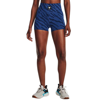Blue Mirage - Lifestyle - Under Armour Womens-Ladies Project Rock High Rise Shorts