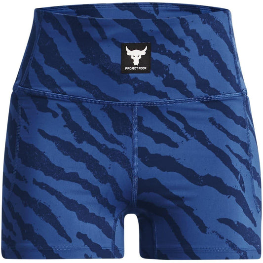 Blue Mirage - Front - Under Armour Womens-Ladies Project Rock High Rise Shorts