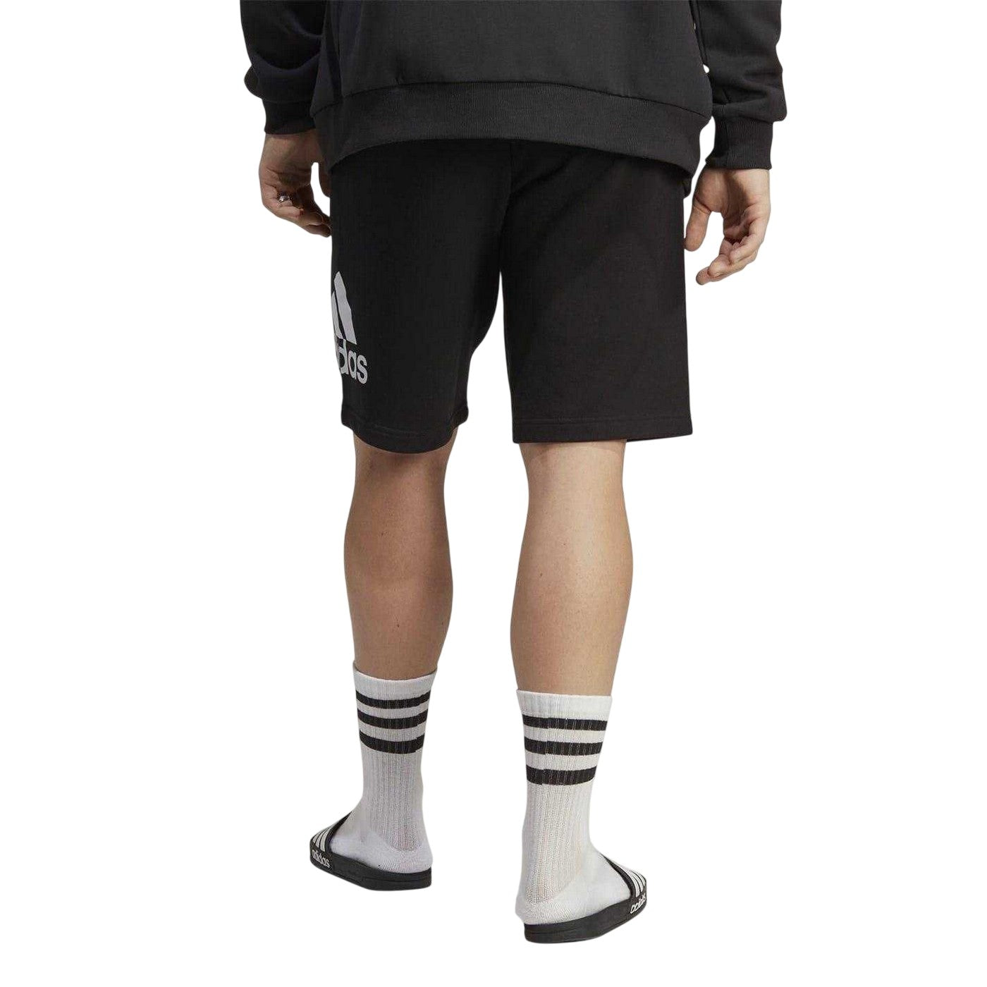 Black - Back - Adidas Mens Terry Oversized Logo Shorts