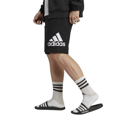 Black - Side - Adidas Mens Terry Oversized Logo Shorts
