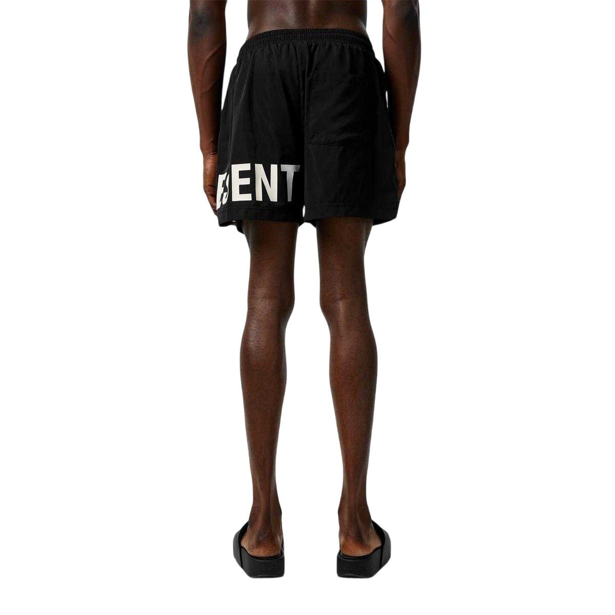 Black - Back - Replay Mens Text Logo Polyester Swim Shorts