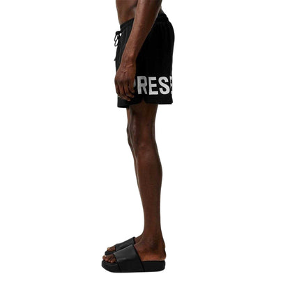 Black - Side - Replay Mens Text Logo Polyester Swim Shorts