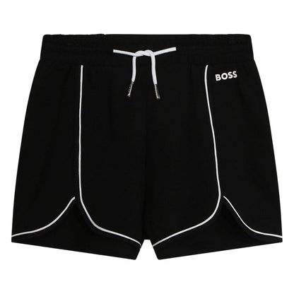 Black - Front - Boss Childrens-Kids Logo Sweat Shorts