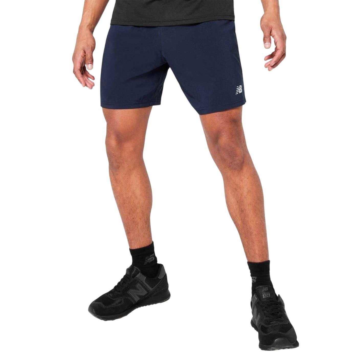 Navy - Side - New Balance Mens Accelerate Running Shorts