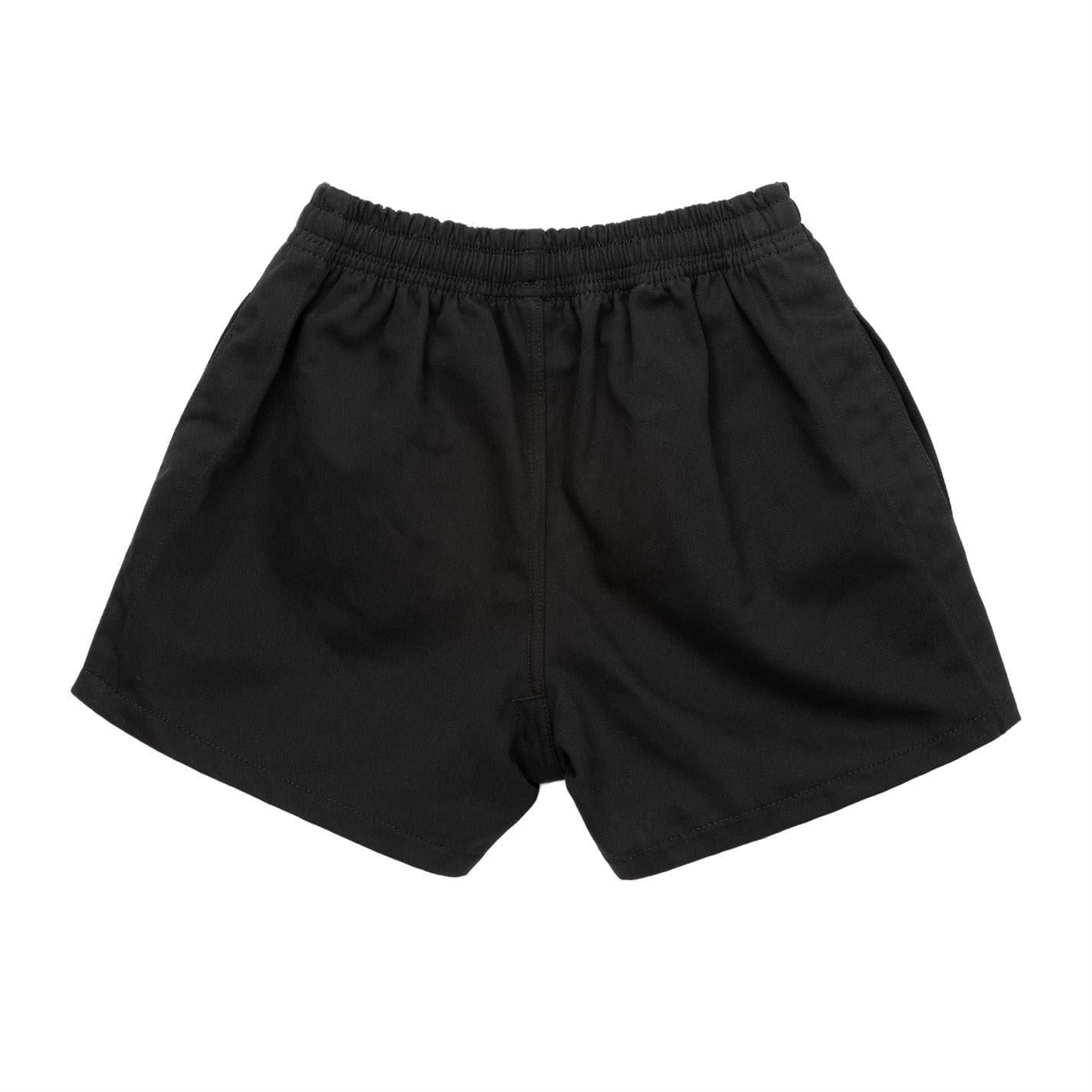 Black - Back - KooGa Childrens-Kids Cotton Rugby Shorts