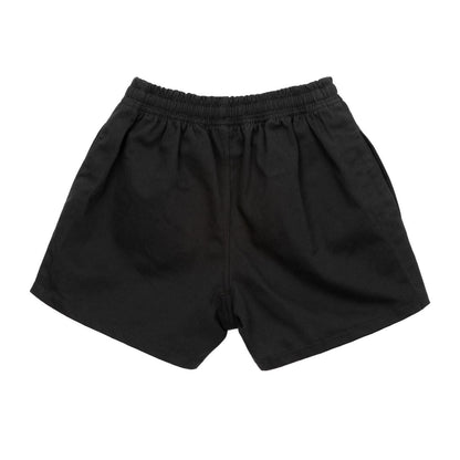 Black - Back - KooGa Childrens-Kids Cotton Rugby Shorts