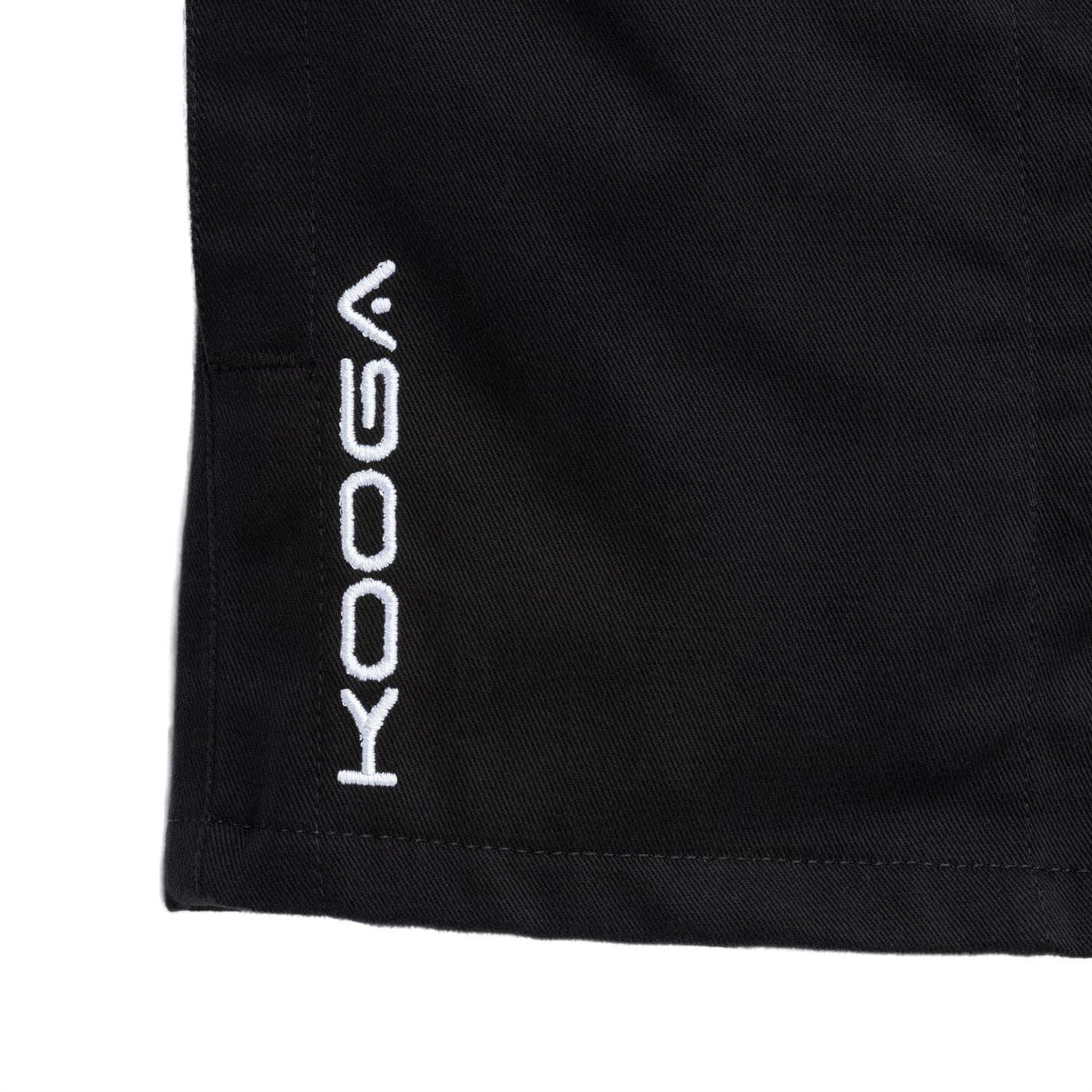 Black - Side - KooGa Childrens-Kids Cotton Rugby Shorts