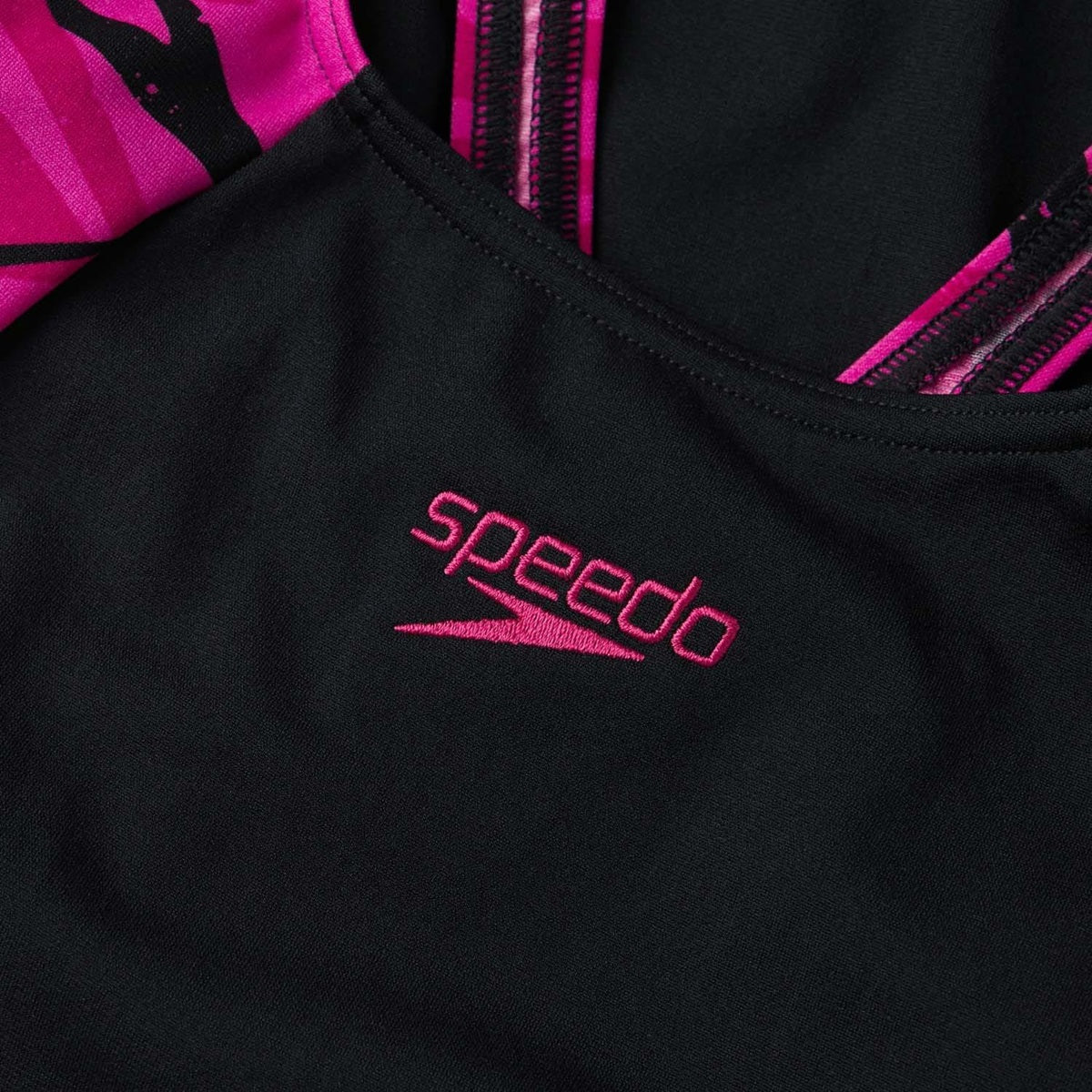 Black-Pink - Side - Speedo Womens-Ladies Hyperboom Splice Muscleback One Piece Swimsuit