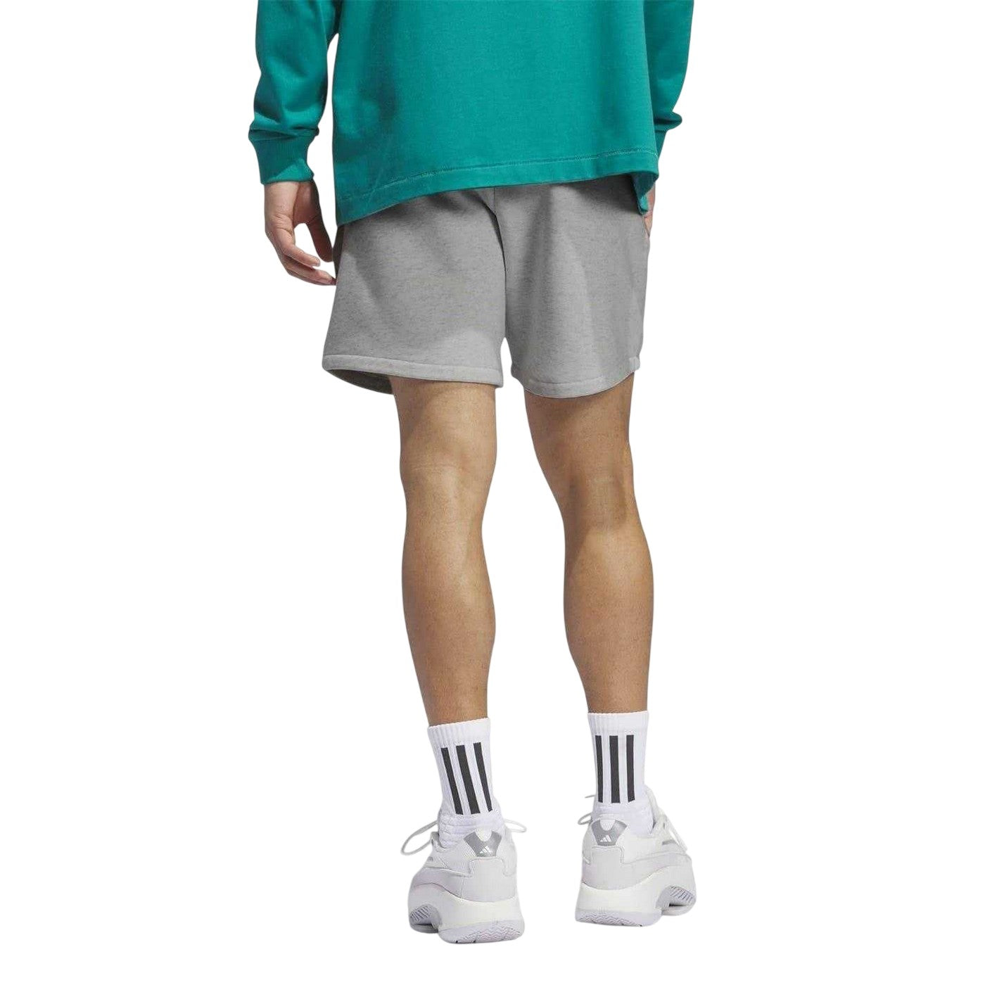 Grey Melange - Back - Adidas Mens Polyester Blend Basketball Shorts