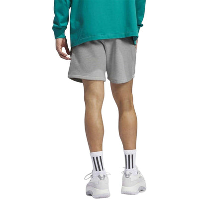 Grey Melange - Back - Adidas Mens Polyester Blend Basketball Shorts
