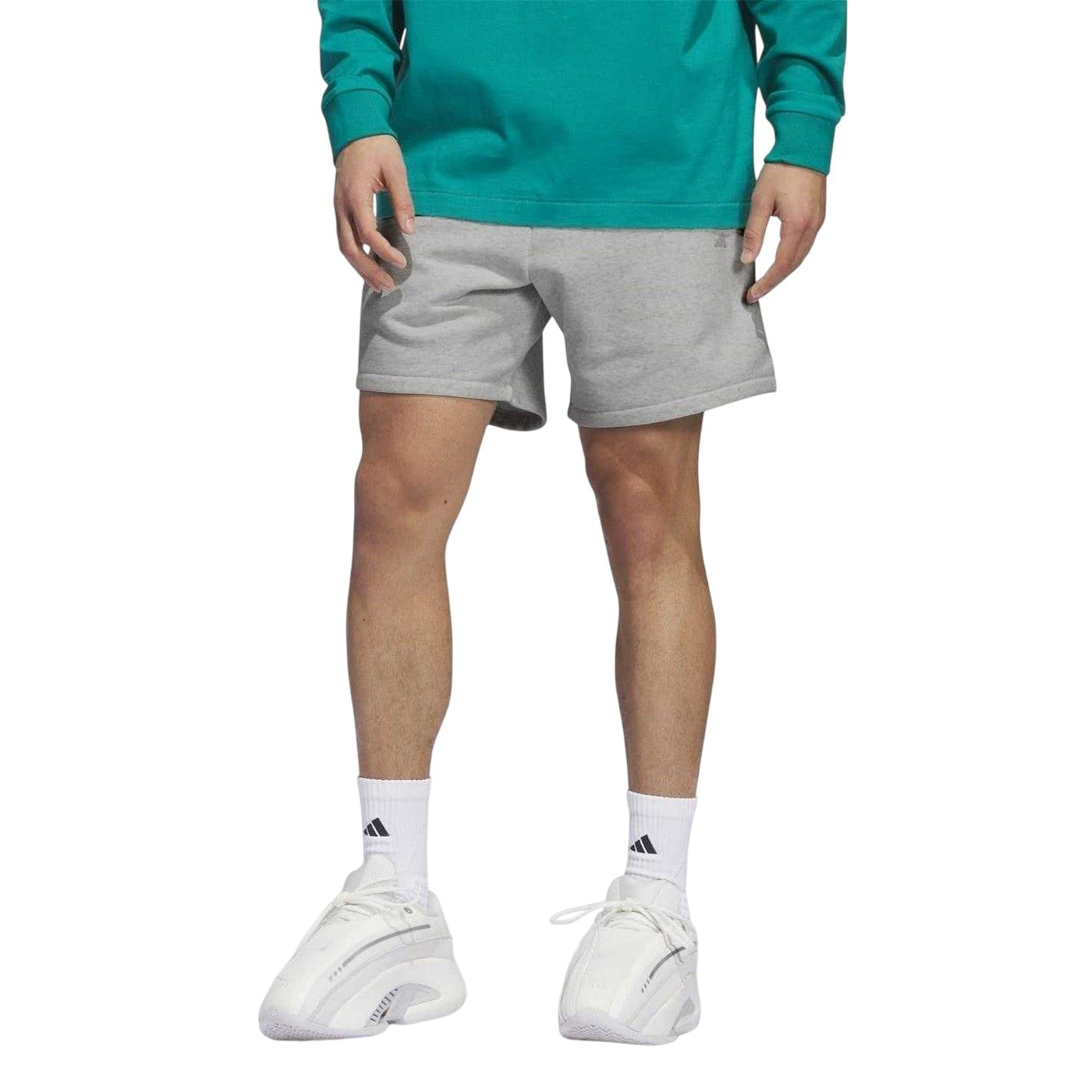 Grey Melange - Side - Adidas Mens Polyester Blend Basketball Shorts