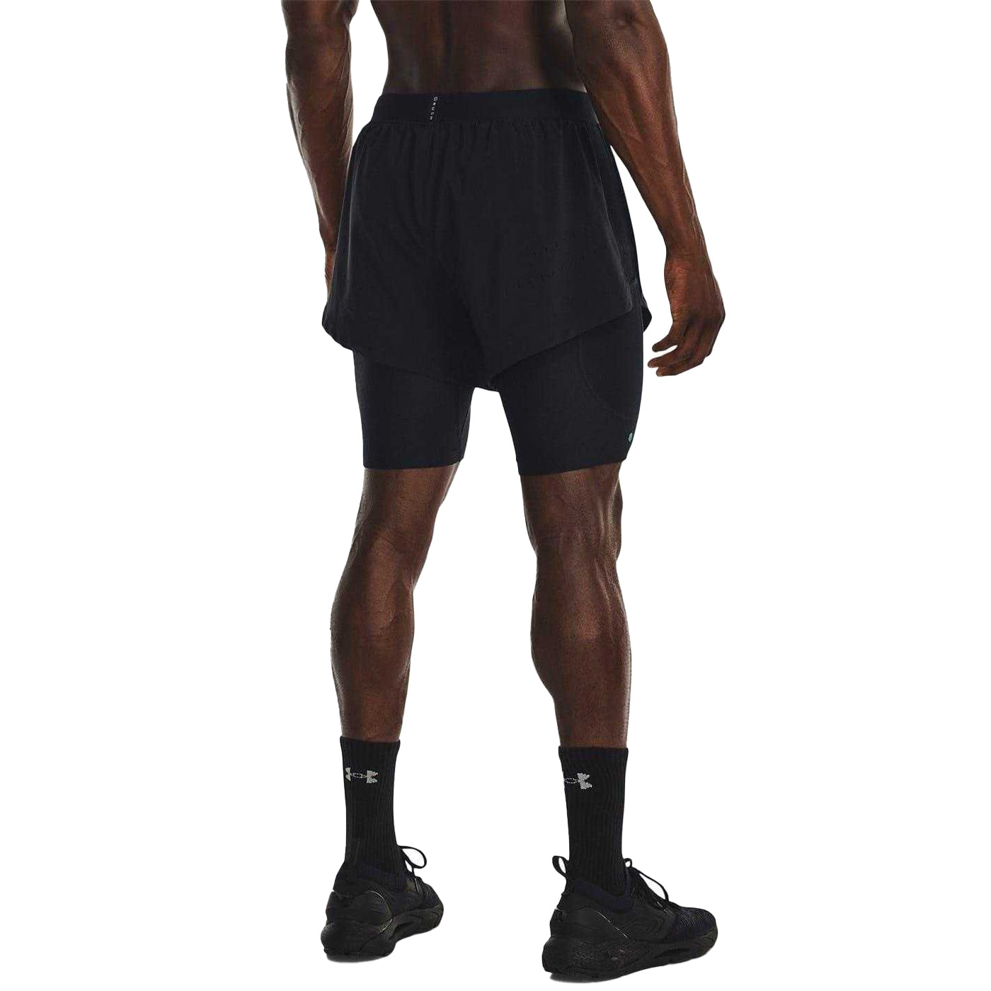Black - Back - Under Armour Mens Rush 2 in 1 Running Shorts