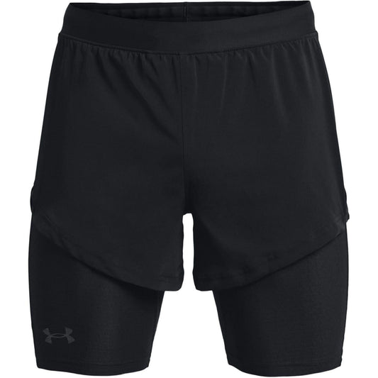 Black - Front - Under Armour Mens Rush 2 in 1 Running Shorts