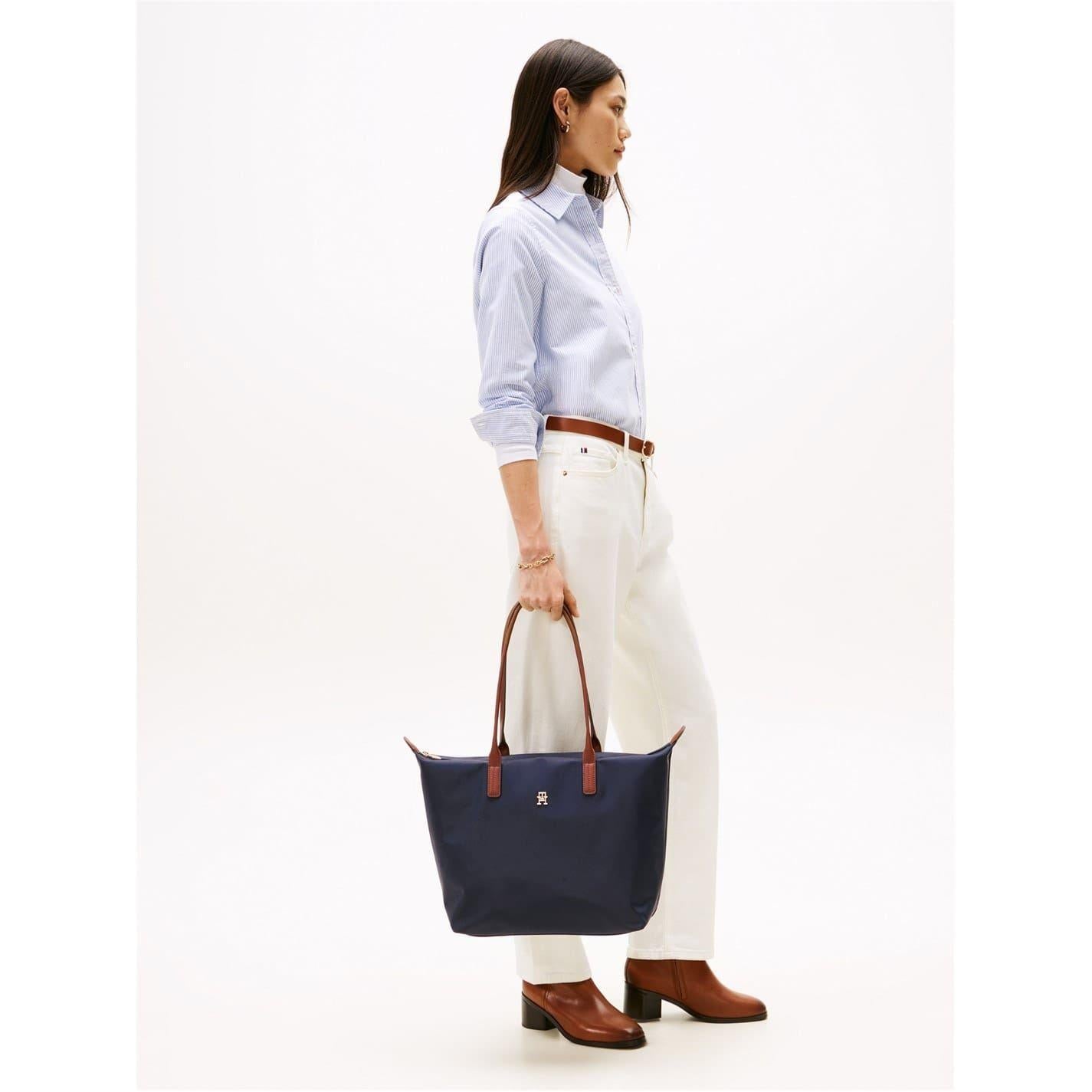 Space Blue - Back - Tommy Hilfiger Popette Monogram Nylon Tote Bag