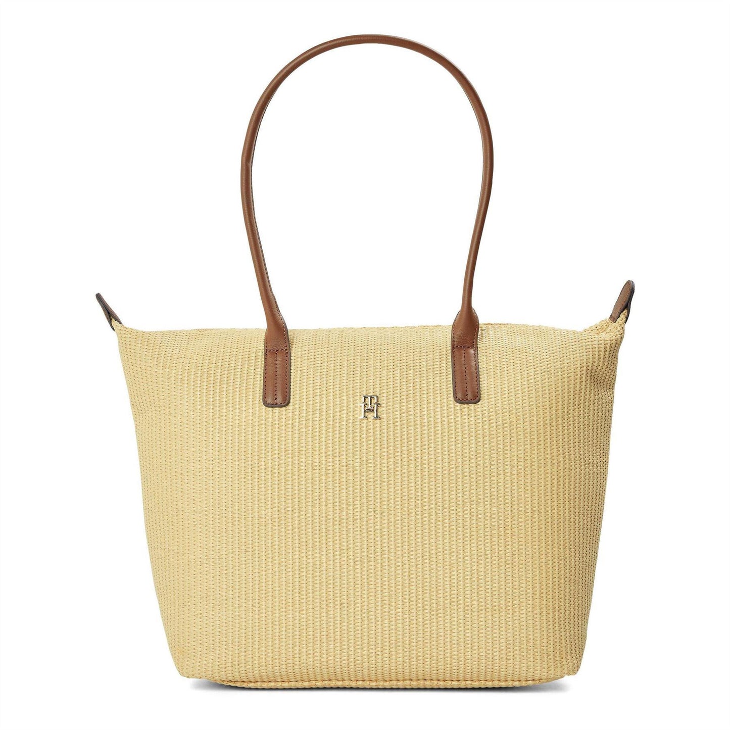 Natural-Raffia - Front - Tommy Hilfiger Popette Monogram Nylon Tote Bag