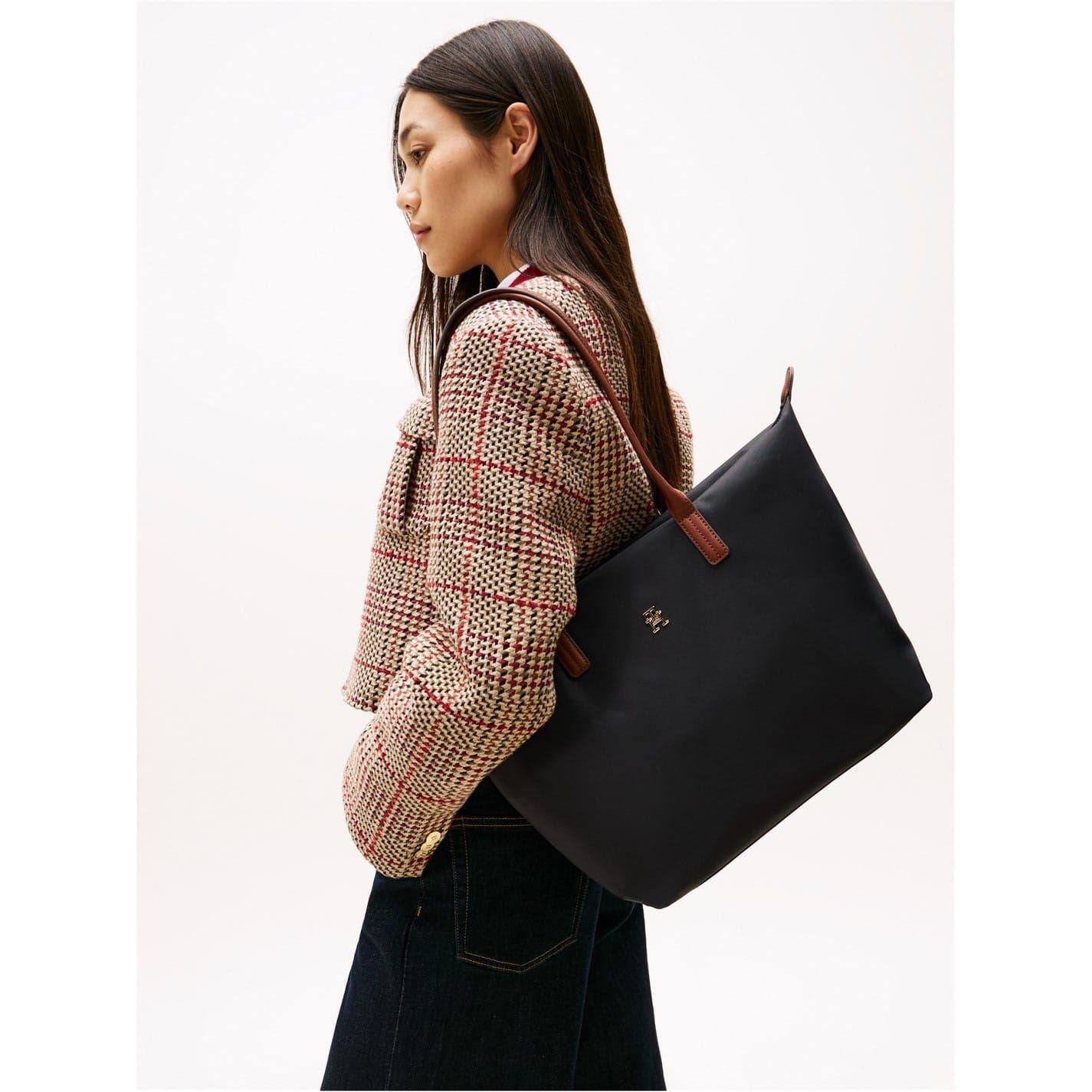 Black - Back - Tommy Hilfiger Popette Monogram Nylon Tote Bag