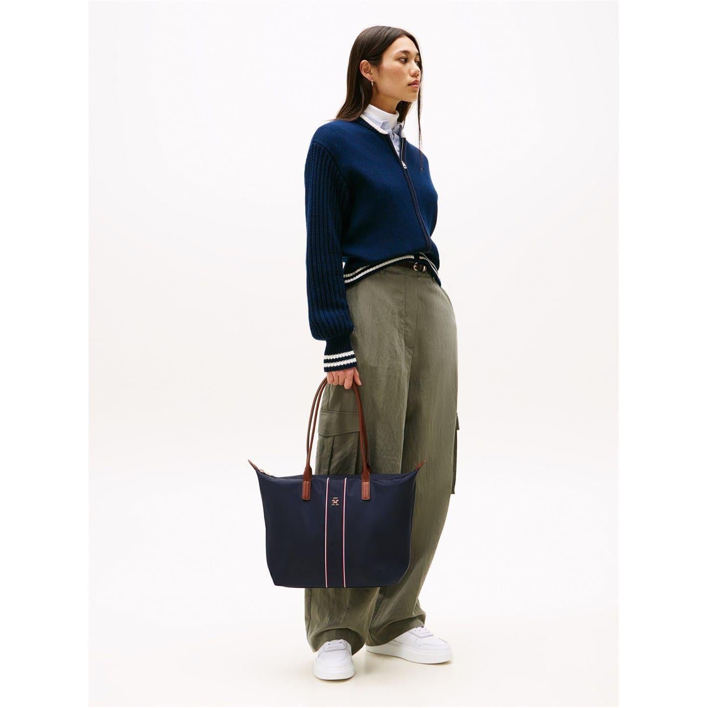 Navy Blue - Back - Tommy Hilfiger Popette Monogram Nylon Tote Bag