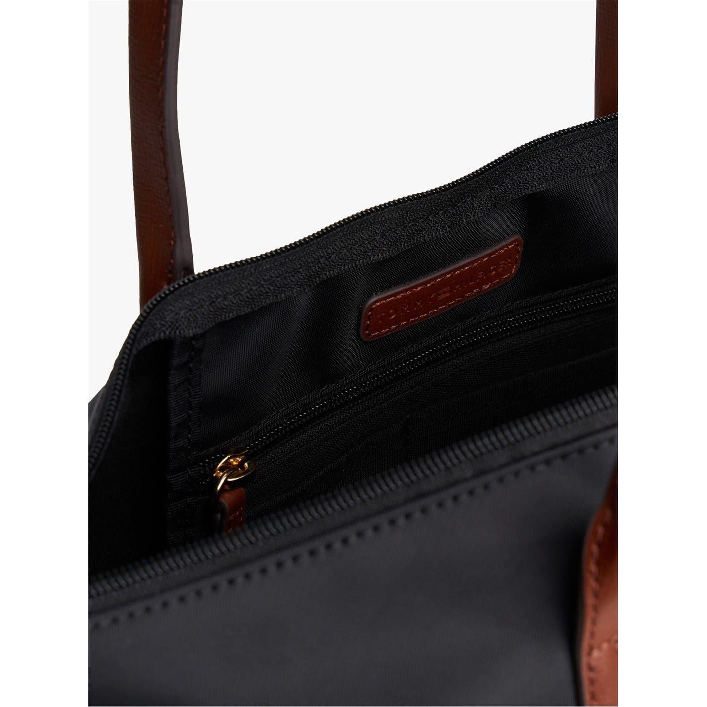 Black - Side - Tommy Hilfiger Popette Monogram Nylon Tote Bag
