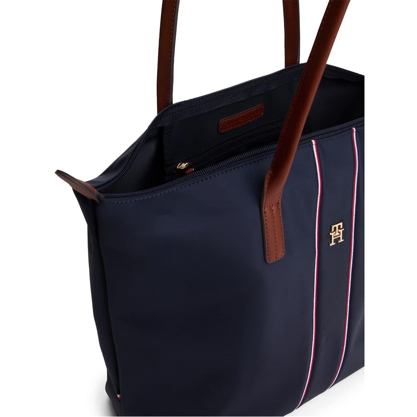 Navy Blue - Side - Tommy Hilfiger Popette Monogram Nylon Tote Bag