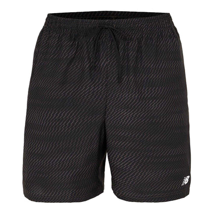 Black Print - Front - New Balance Mens Elasticated Waist Running Shorts