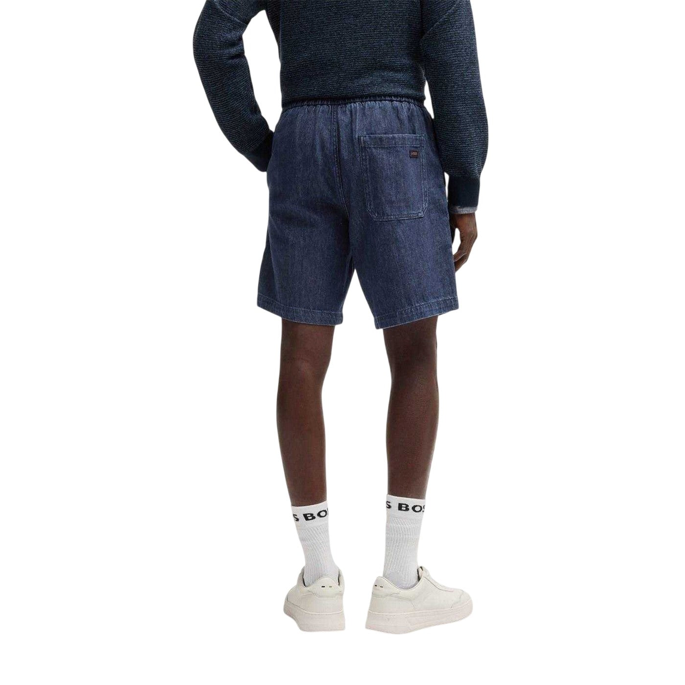 Dark Blue - Back - Boss Mens Denim Shorts