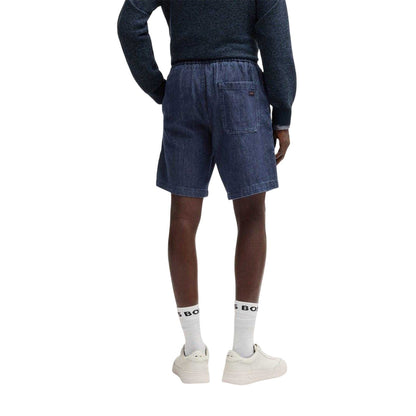 Dark Blue - Back - Boss Mens Denim Shorts