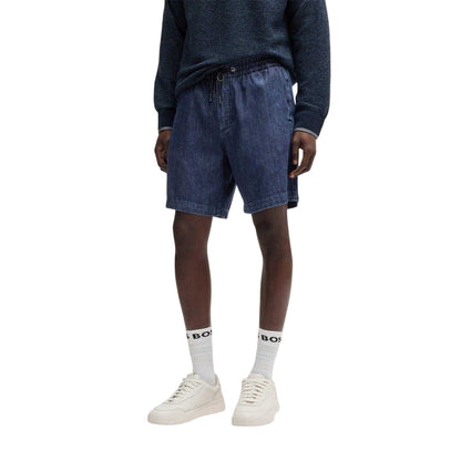 Dark Blue - Side - Boss Mens Denim Shorts